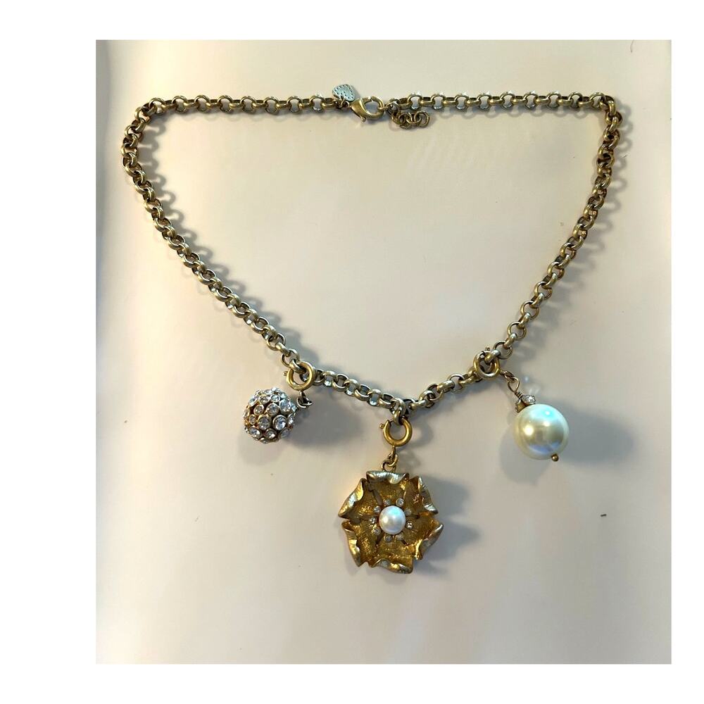 Vtg Stella & Dot Gold Tone Adjustable Charm Necklace approx. 18"